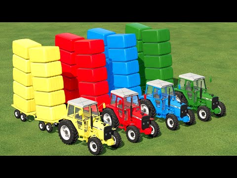 MINI TRACTORS OF COLORS ! BALE TRANSPORTING WITH URSUS 4514 TRACTORS AND MINI TRAILER ! Farming 22