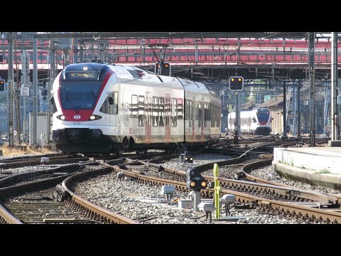 Bahnverkehr am HB Luzern - IR 27 nach Basel und S1 Sursee