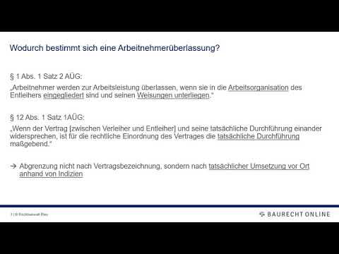 Abgrenzung Arbeitnehmerüberlassung (AÜ) von einem Werkvertrag