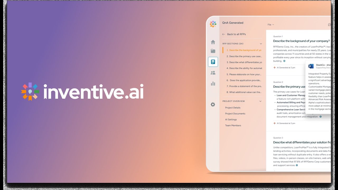 Inventive AI – Powerful AI RFP Automation Software, AI RFP Agent & Questionnaire Response Platform