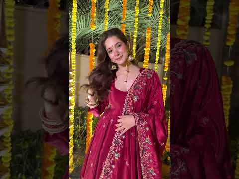 Red Designer Heavy Embroidered Gown Palazzo Set