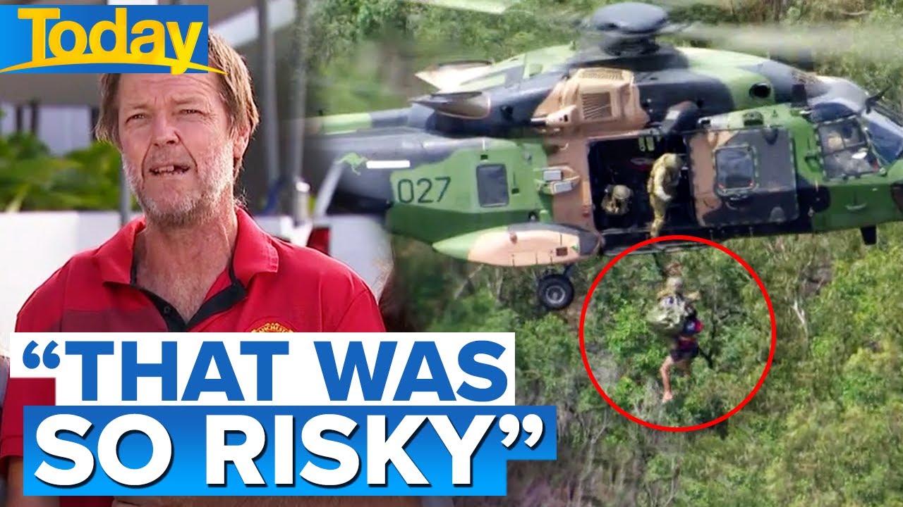 Flood victim winched to safety in extremely risky roof rescue | Today Show Australia