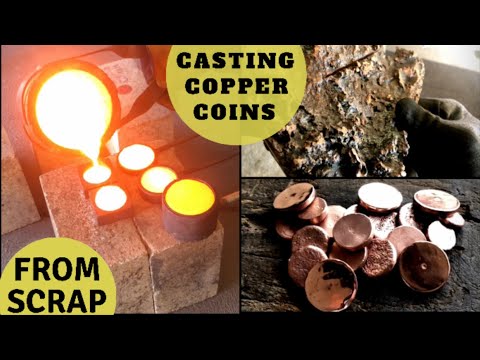 Casting Copper Coins From Massive Copper Chunk - Trash To Treasure