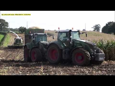 Mais Hakselen 2014 : Vital Laschet, modderen in de mais, Claas Jagaur 960, 2x Fendt 930
