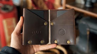 Making a Leather Bifold Wallet with Heat Embossed Initials #shorts #asmr