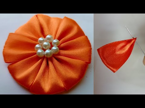 Ribbon Flower || How to make ribbon flower || Cloth Flower Making || Aneela Fashion's