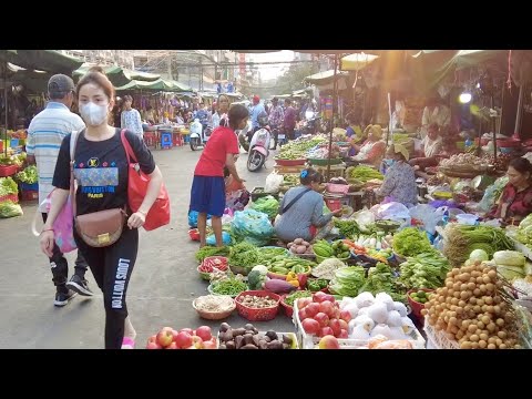 Life In Market of Phnom Penh City Lifestyle Vendor, Street Food, Fresh Vegetable | Cambodia