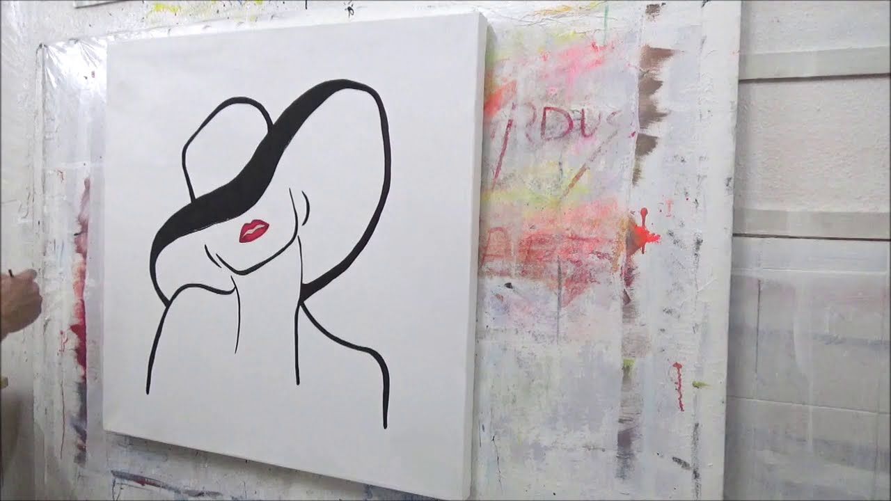 PINTANDO un CUADRO MINIMALISTA / FÁCIL / MUJER de labios ROJOS