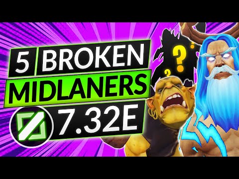 5 MOST BROKEN MIDLANERS of 7.32e - BEST MID HEROES to RANK UP FAST - Dota 2 Tier List Guide