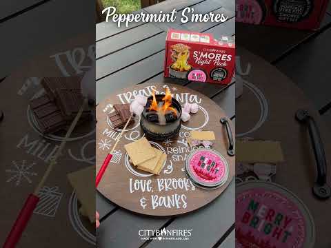 Merry and Bright Peppermint S'mores Kit and Tabletop Mini Fire Pit from City Bonfires