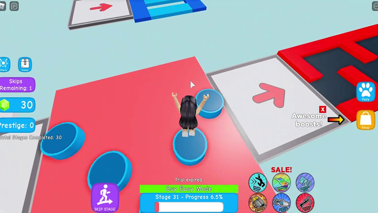 50 stages in 5 minutes! ( Mega Easy Obby ROBLOX )