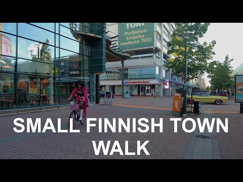 Small Finnish town. Walk 4K (city sound)
