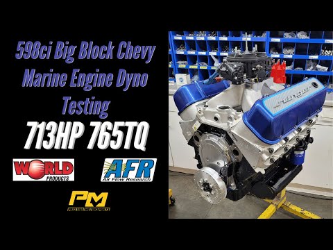 Greg's 1st of 2 598ci Big Block Chevy Marine Engine Dyno Testing - 713HP 765TQ