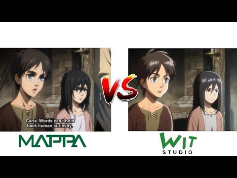 Wit studio vs MAPPA Attack on titan Scene comparisons Ep1 vs Ep 79