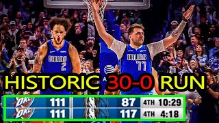 INSANE HISTORIC 30-0 RUN in 4th Quarter | MAVS vs OKC (Dec 2 2023)