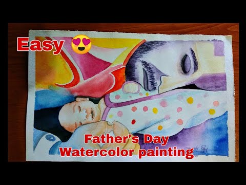 Easy Watercolor Fathers Day Painting | Fathers day...