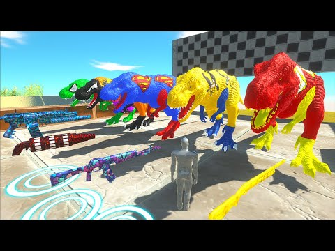 Superman T-rex Dc Marvel and FPS AVATAR RESCUE MISSION - Animal Revolt Battle Simulator