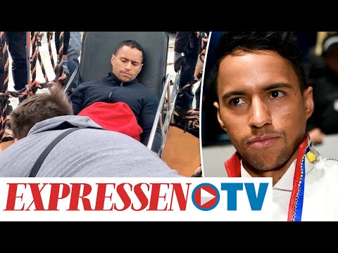 Här förs Jon Henrik Fjällgren akut till sjukhus