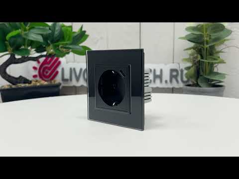 Розетка электрическая с USB type-C, блоком питания 18W Livolo, 1 пост, цвет черный VL-C7CTF16A.UC18W-2BP