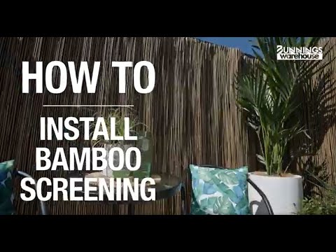 Part of a video titled How to install bamboo screening - Bunnings Warehouse - YouTube