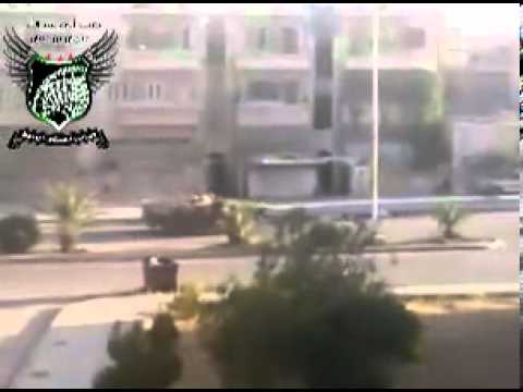 استهداف وتدمير دبابة في حي الأربعين في مدينة حماة من قبل كتيبة أبي عبد الله عثمان بن عفان