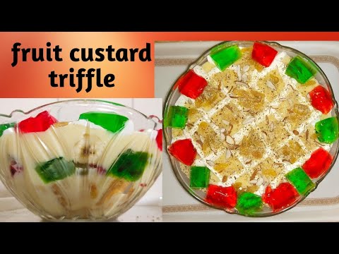 Fruit custard recipe/ custard triffle/ Tasty custard with fruits
