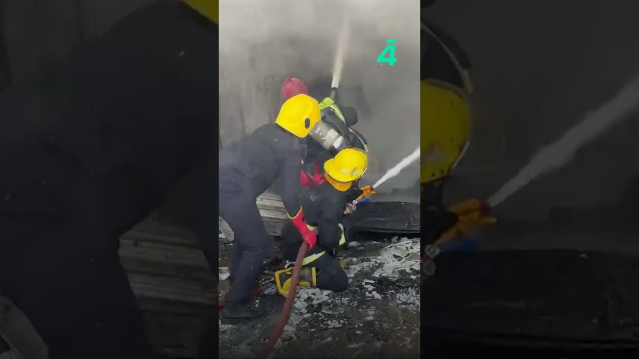 فيديو | بمشاركة 10 فرق إطفاء.. إخماد حريق الحي الصناعي في النجف الأشرف