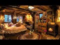 Winter Blizzard Cabin at Night | Fall asleep to the Crackling Fireplace Sounds  & Howling Cold Wind