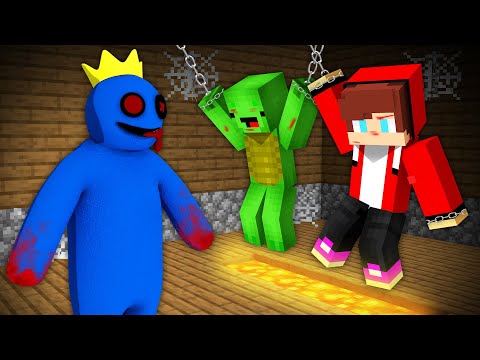 Maizen JJ & Mikey - What if Scary Blue Monster Catch JJ and Mikey in Minecraft Rainbow Friends @maizenofficial
