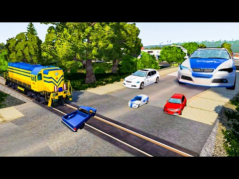 Small to Giant Cars vs Train and Rail - BeamNG.drive
