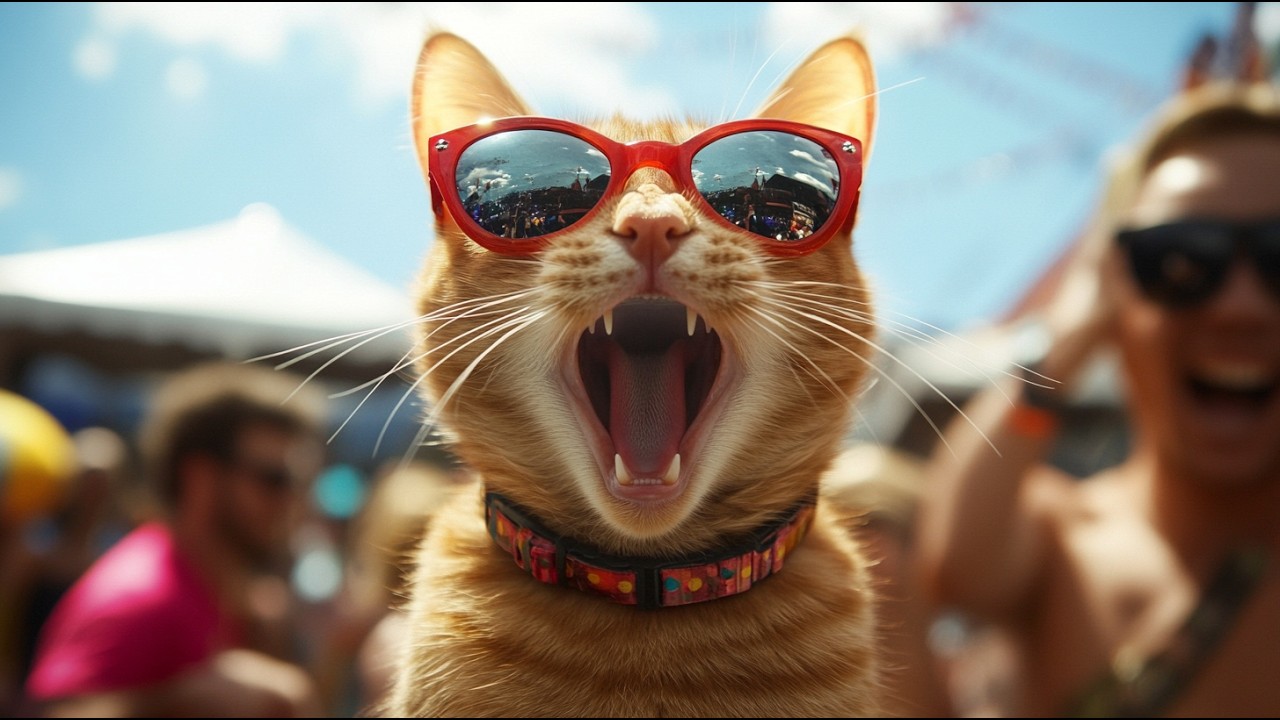 Cat Fes / Cat Music beach party / बिल्ली डांस | Cutest Cat videos funny dance🤣💃Dance Videos for cats