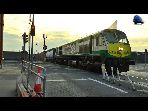 Intermodal Train on Street in Dublin Port - 08 June 2023