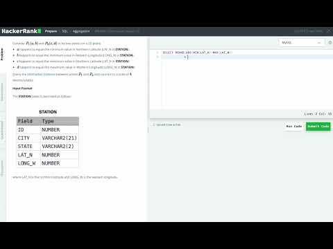Hackerrank Sql Solution 36 Basic Sql Weather Observation Station 18