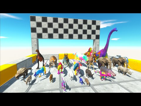 COLOR SPEED RACE ALL DINOSAURS VS ANIMAL STRAINGHT COURSE OBS - Animal Revolt Battle Simulator