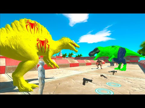 YELLOW SPINO SPIDER-MAN & FPS AVATAR VS ARBS DEATH TRAP - Animal Revolt Batlle Simulator 2023