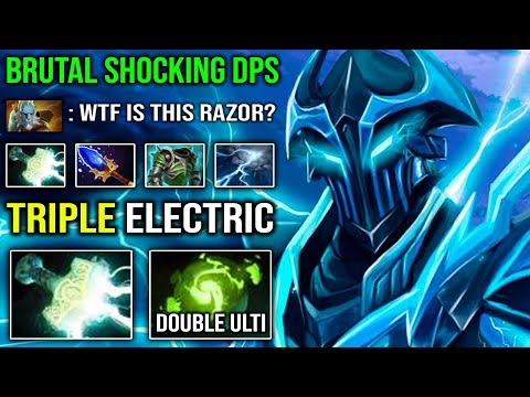WTF Triple Electric Razor | Brutal Mjollnir + Refresher Orb Insane Shocking DPS Deleted PL Dota 2