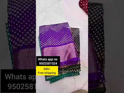 Fabric - heavy dola Juard border with sequnce Bandhini zigzag design