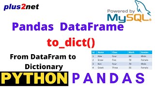 Python Pandas DataFrame output as Dictionary &amp; using MySQL sample table as source using to_dict()
