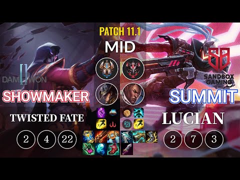 DWG Showmaker Twisted Fate vs SB Summit Lucian Mid - KR Patch 11.1