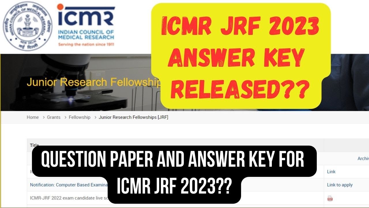 ICMR JRF  2023 ANSWER KEY and QUESTION PAPER !!(UPDATE)