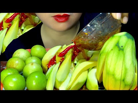 ASMR Spicy Fresh Green Jujube & Mango Fruit