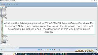 What are the Privileges granted to DV_ACCTMGR Role in Oracle Database 19c