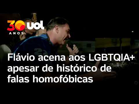 Flávio Bolsonaro pede apoio do público LGBTQIA+ no CE; candidato já teve falas homofóbicas