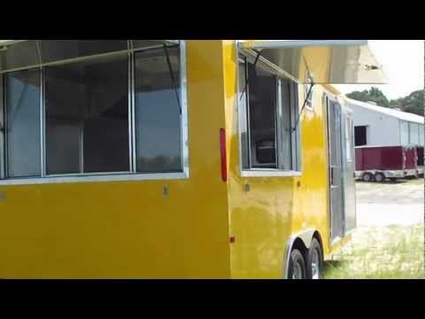 Yellow 18ft Concession Trailer, Hood Vent, Sinks
