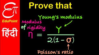 Relation among Young's modulus , Modulus of rigidity and Poisson's ratio | in HINDI | EduPoint