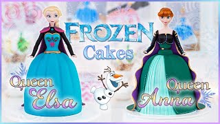 FROZEN CAKES!! ❄️ Queen ELSA and Queen ANNA Doll Cakes