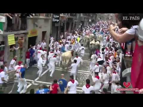 Sun July 8 2018 encierro with Jose Escolar bulls in Pamplona