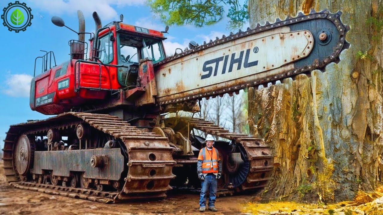 Extreme Dangerous Fastest Big Chainsaw Cutting Tree Machines | Monster Stump Removal Excavator ▶31