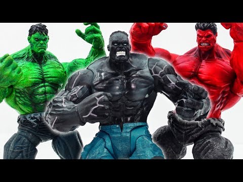 Power Rangers & Marvel Avengers Toys Pretend Play | Grey Hulk vs Hulk vs Red Hulk Smash Toy Collect