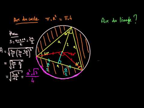 Aire d'un triangle équilatéral inscrit dans un cercle